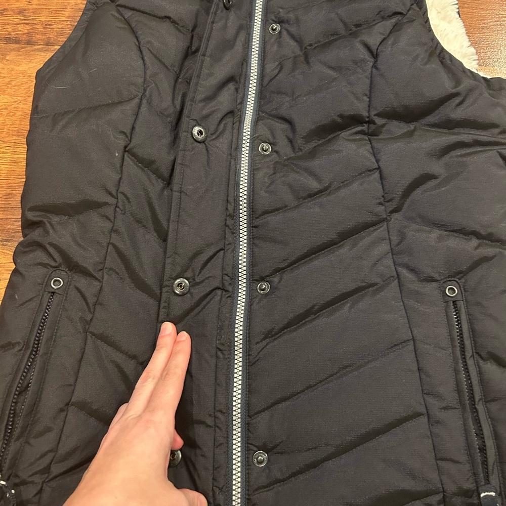 Eddie Bauer Goose Down Women’s Parka Vest Black Fur Lined Size Small P Ladies - Picture 4 of 7